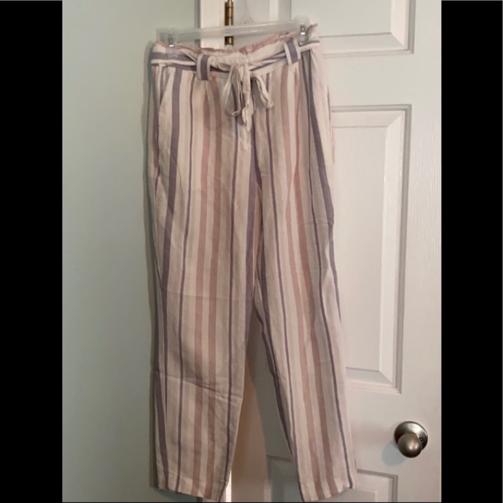 Express stripped high-waisted ankle pant.
